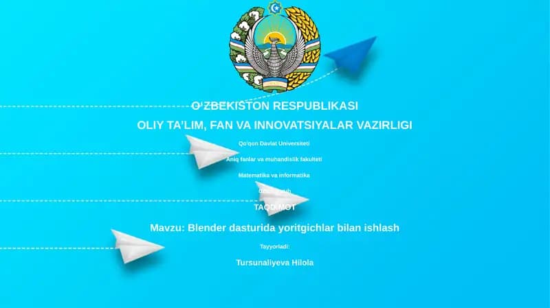 Blender dasturida yoritgichlar bilan ishlash