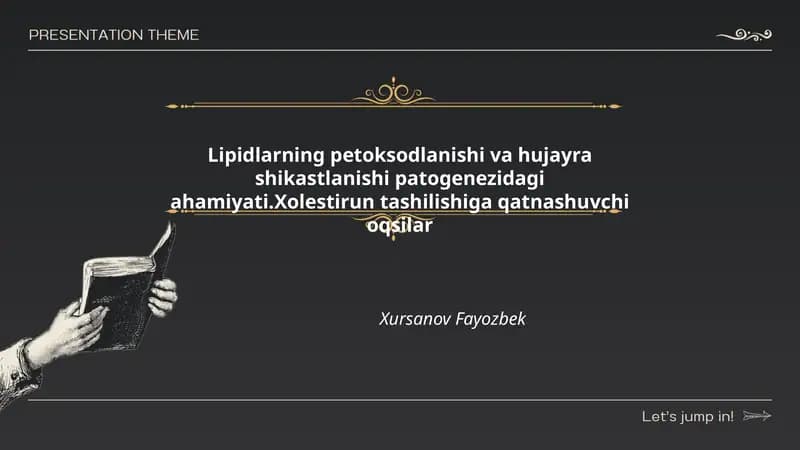 Lipidlarning petoksodlanishi va hujayra shikastlanishi patogenezidagi ahamiyati