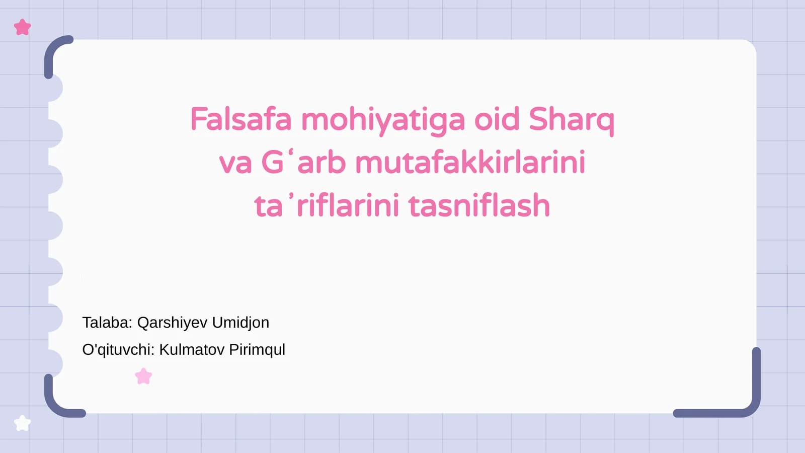 Falsafa mohiyatiga oid Sharq va Gʻarb mutafakkirlarini taʼriflarini tasniflash