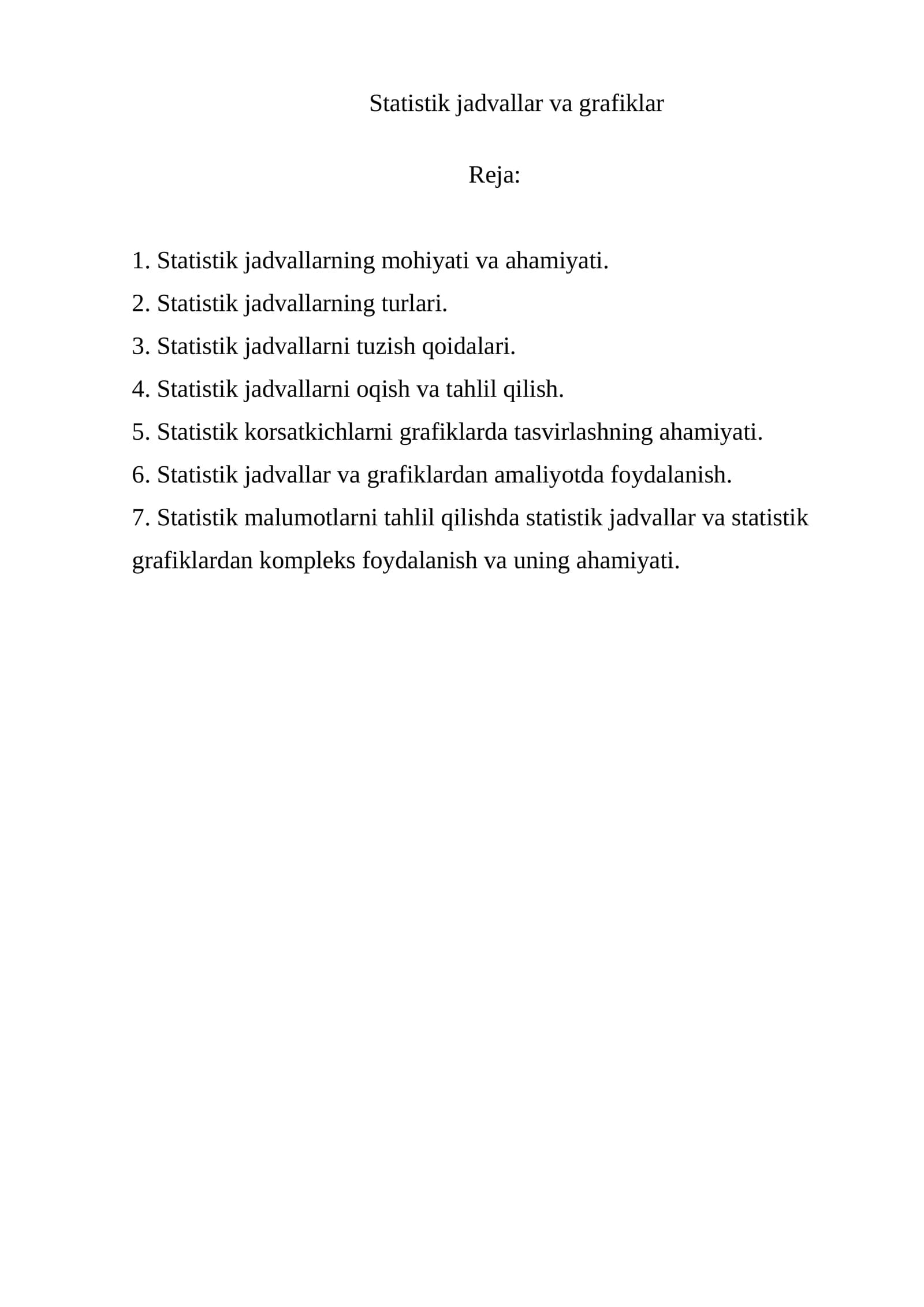 Statistik jadvallar va grafiklar