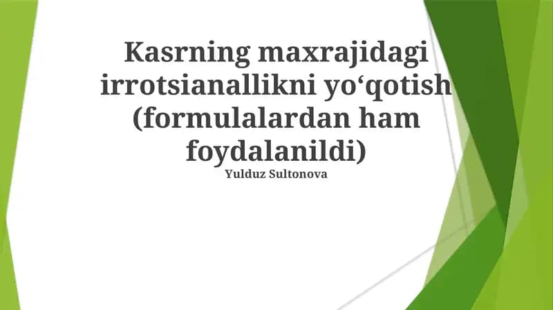 Maxrajlarni soddalashtirish