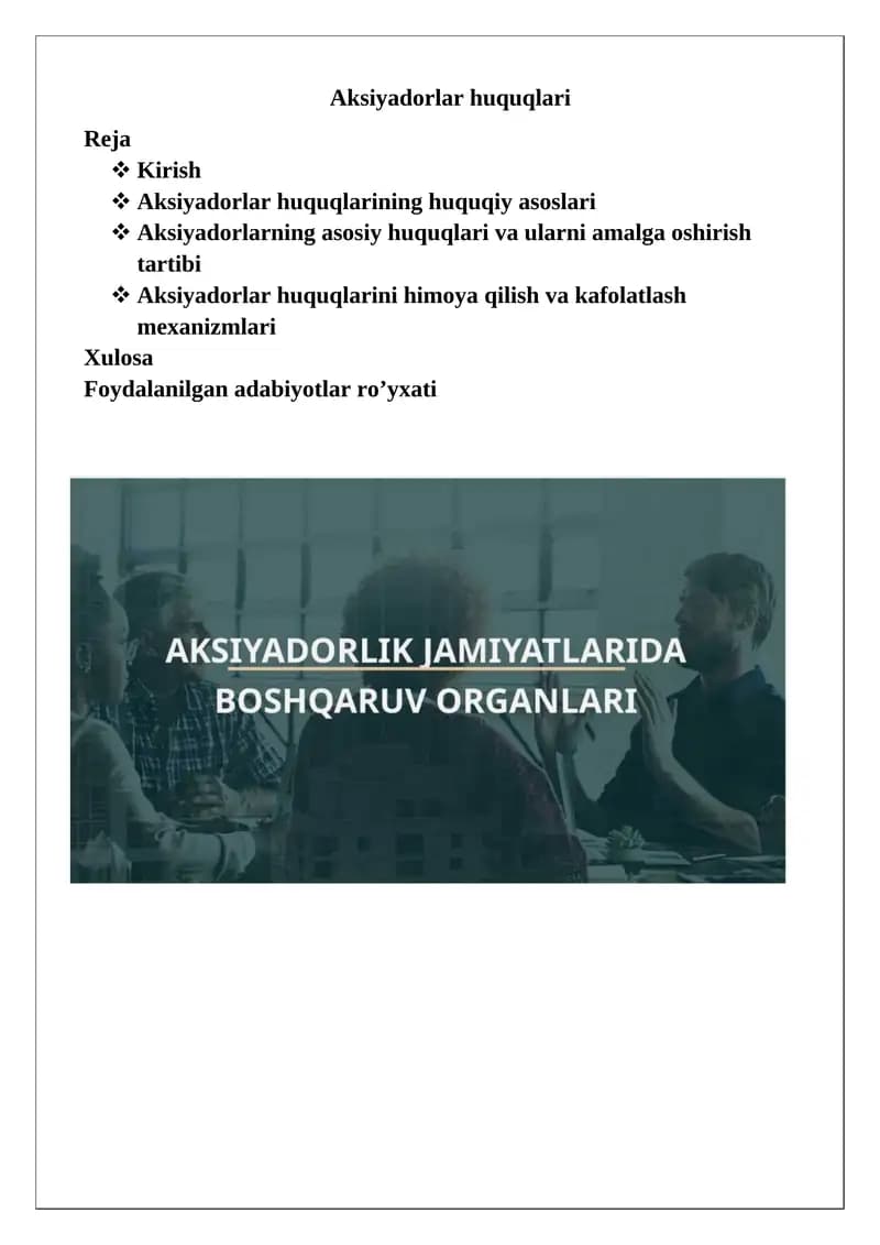 Aksiyadorlar huquqlari