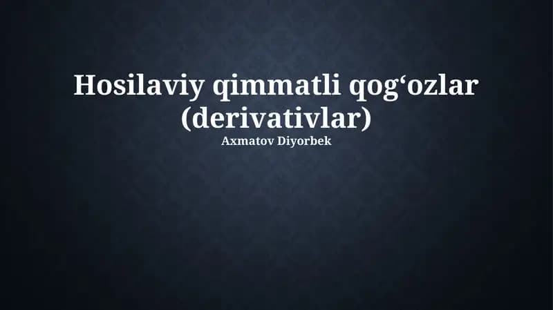 Hosilali Qimmatli Qog'ozlar