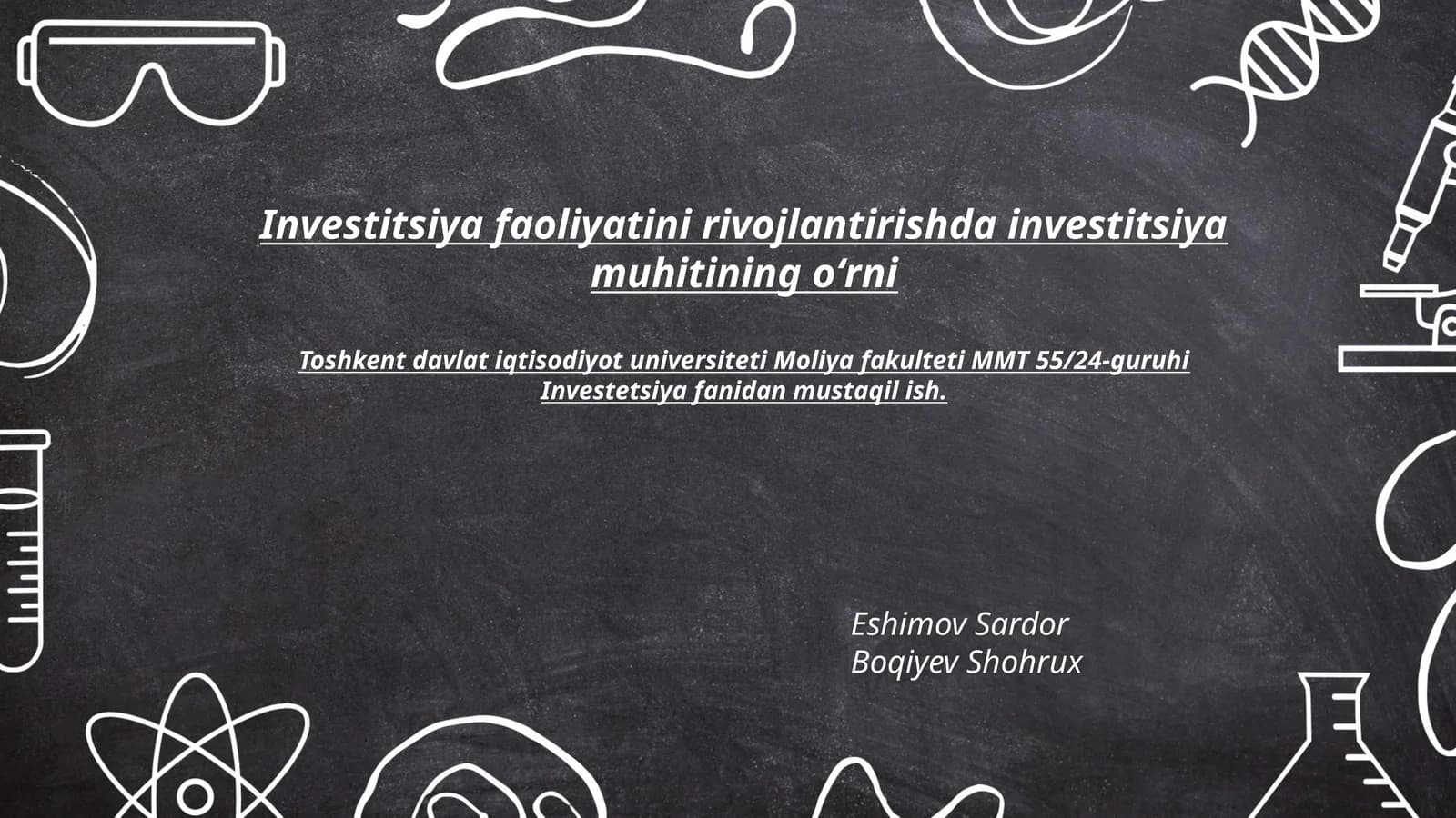 Investitsiya faoliyatini rivojlantirish investotsiyasi muhitini oʻrni