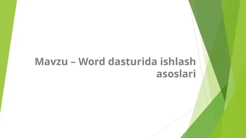 Word dasturida ishlash asoslari