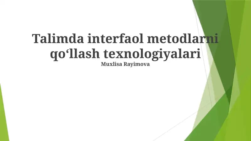 Interfaol O'qitish Texnologiyalari