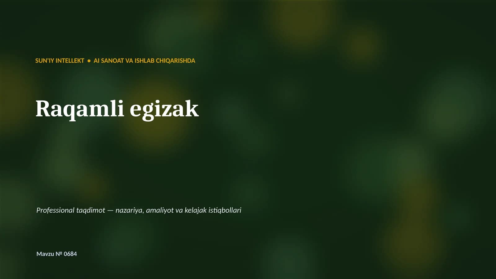 AI SANOAT VA ISHLAB CHIQARISHDA Raqamli egizak