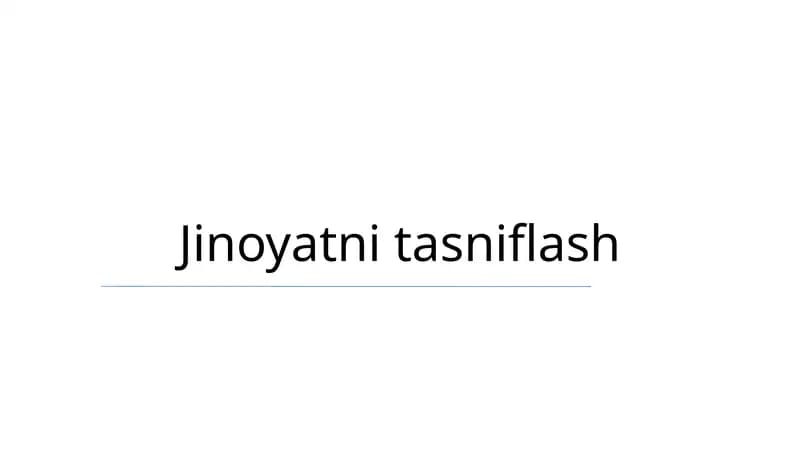 Jinoyatni tasniflash