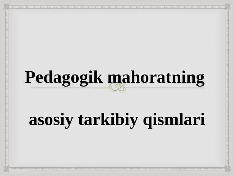 Pedagogik mahoratning