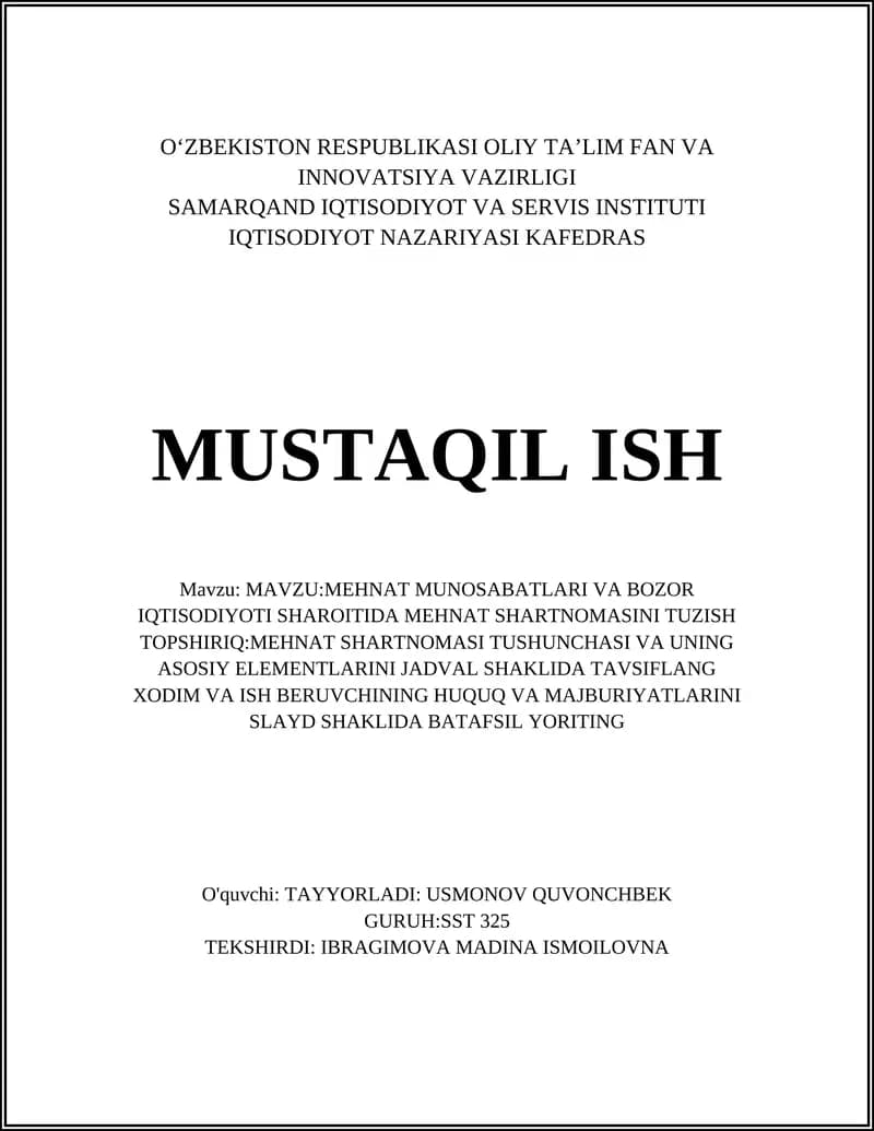 Mehnat shartnomasi