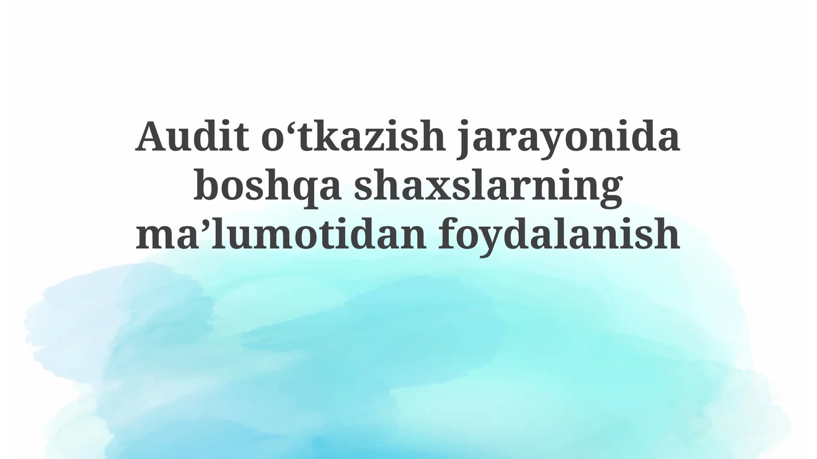 Ma'lumotlardan foydalanishda javobgarlik, hujjatlashtirish va kasbiy skeptisizm