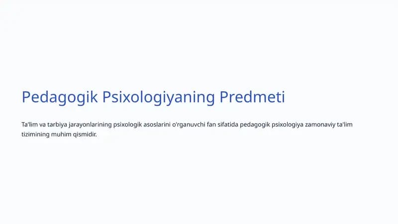 Pedagogik Psixologiyaning Predmeti