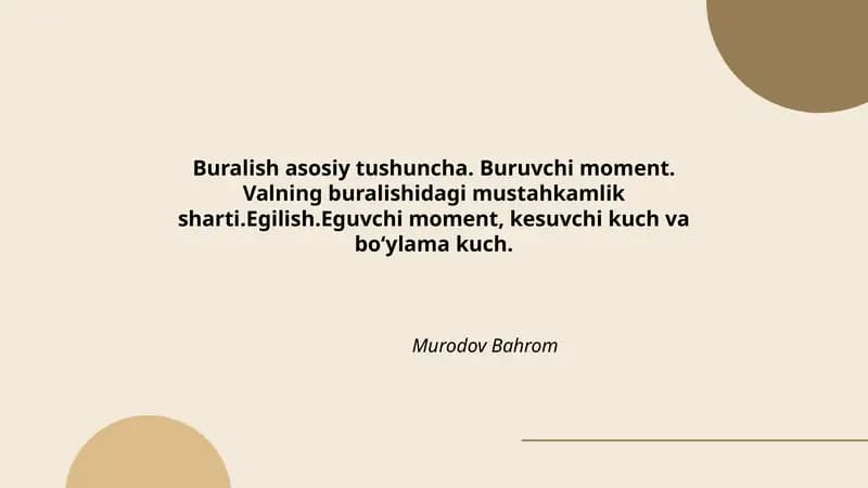 Buralishning asosiy tushunchalari