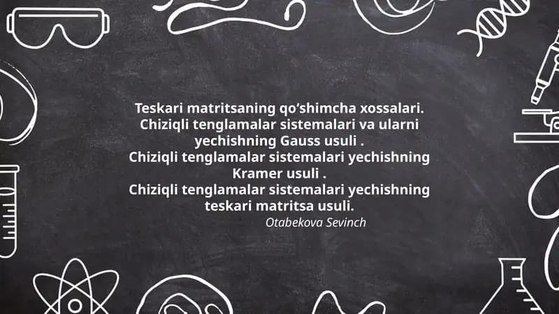 Teskari matritsaning qoʻshimcha xossalari
