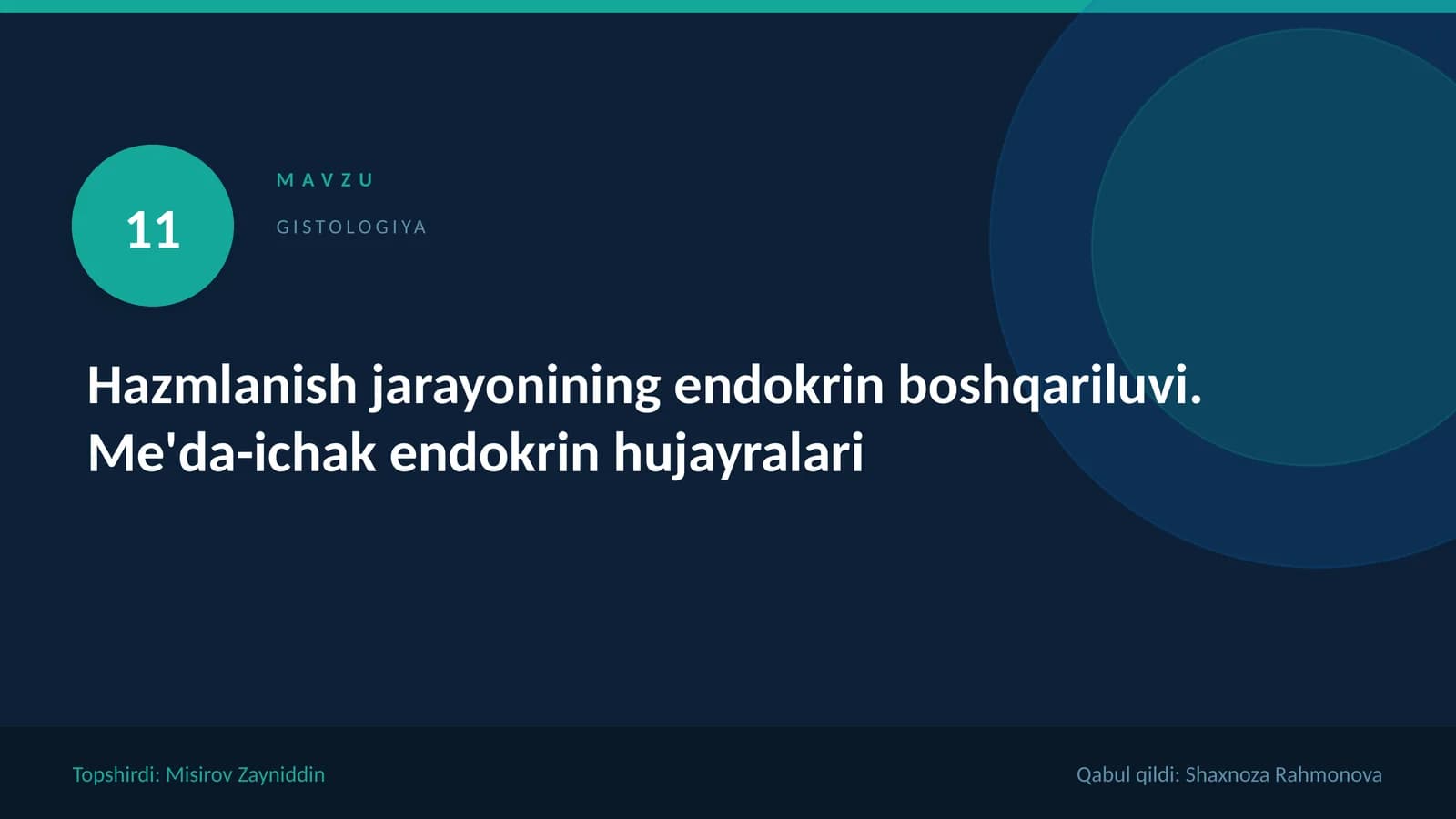 Hazmlanish jarayonining endokrin