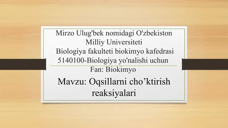 Oqsillarni cho’ktirish reaksiyalari