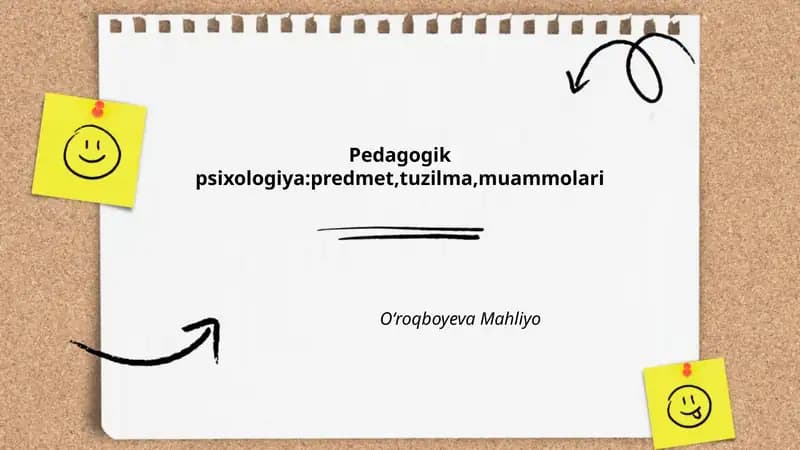 Pedagogik psixologiya:predmet,tuzilma,muammolari