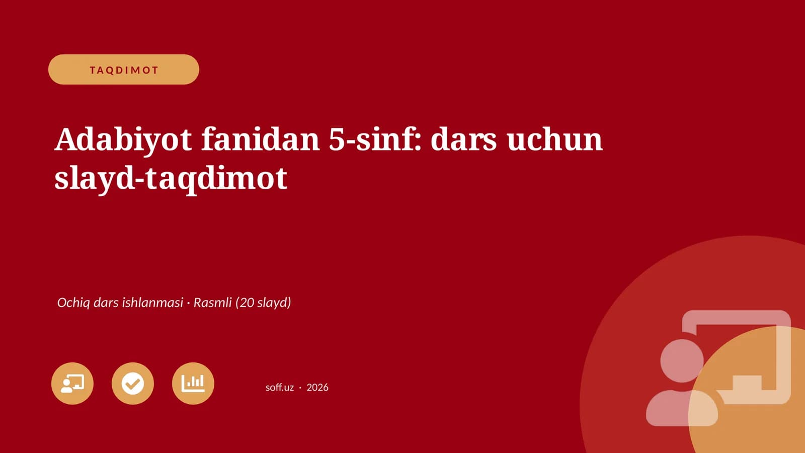 Adabiyot fanidan 5-sinf: dars uchun slayd-taqdimot