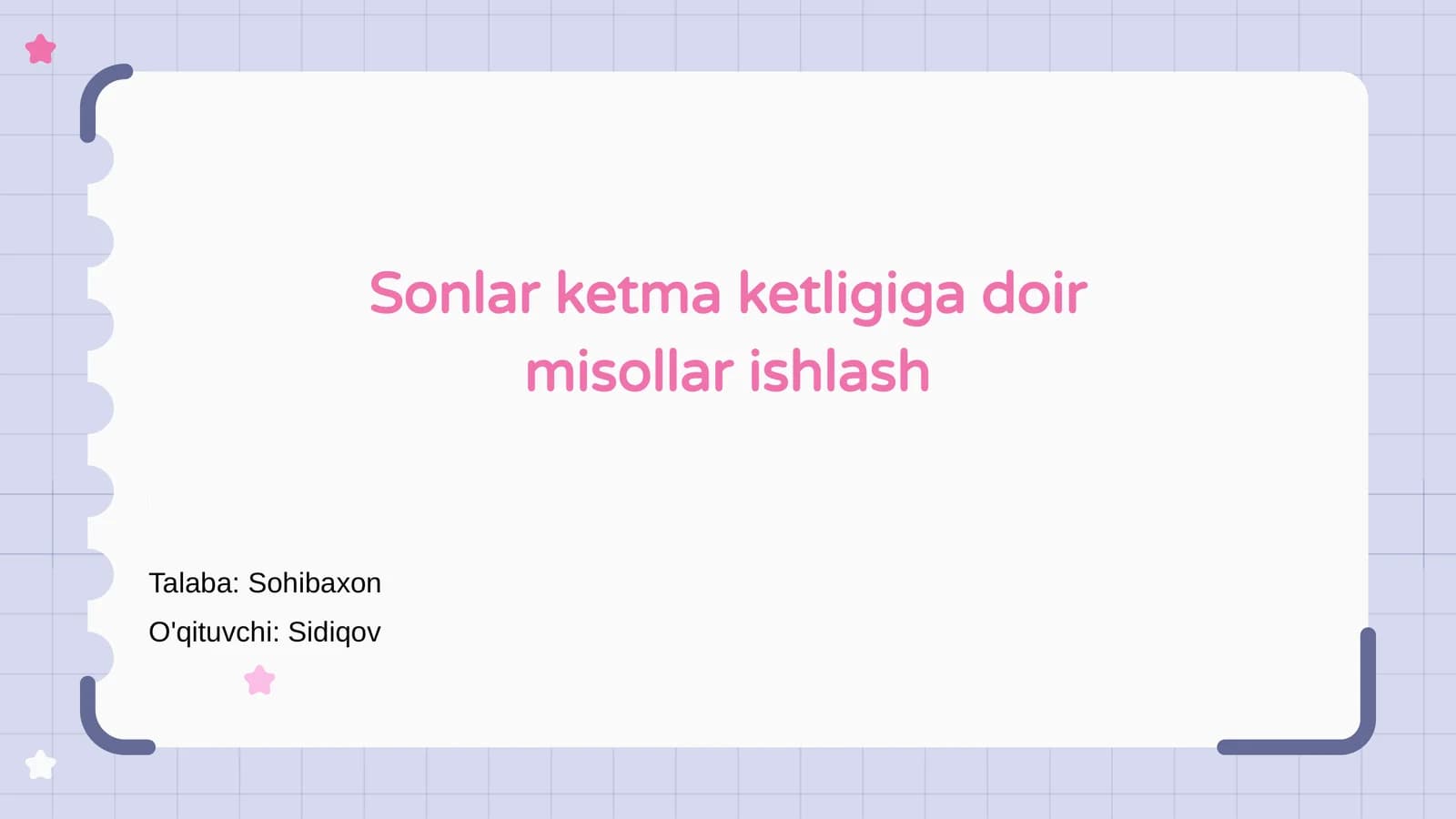 Sonlar ketma ketligiga doir misollar ishlash