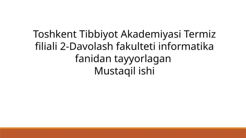 Monitor va sichqoncha qurilamalarining turlari va vazifalari. Tibbiy  ta’limda  va  tibbiyotda  kompyuterning  qo‘shimcha  qurilmalarining qo‘llanilishi va tabbiq etilishi.