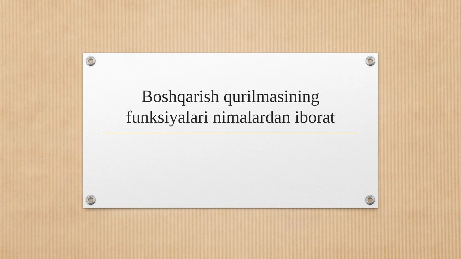 Boshqarish qurilmasining funksiyalari nimalardan iborat
