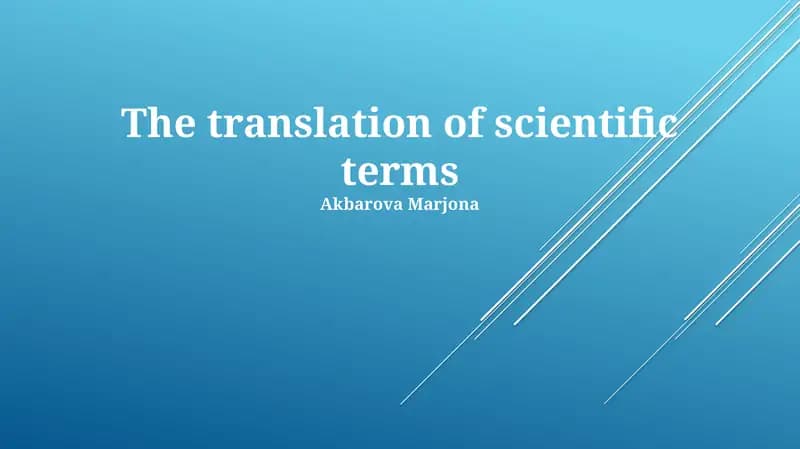 The translation of scientific terms
