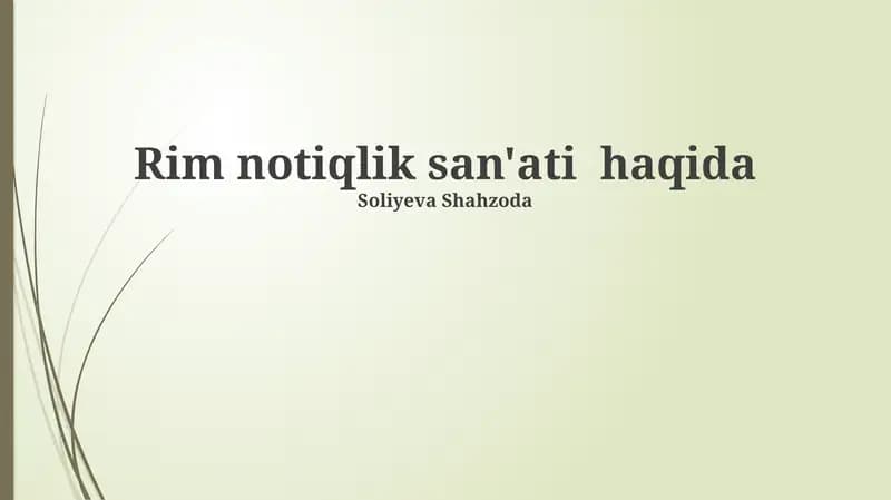 Rim notiqlik san'ati haqida
