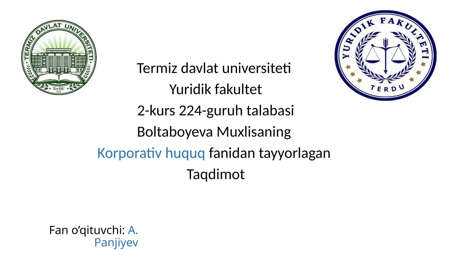 Korporativ huquqning umumiy qoidalari