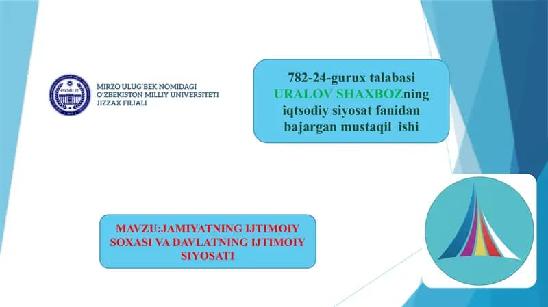 Gurux talabasi URALOV SHAXBOZning iqtsodiy siyosat fanidan bajargan mustaqil ishi
