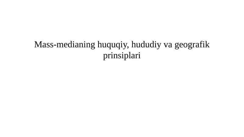 Ommaviy axborot vositalari holatlarining huquqiy asoslari va hududiy chegaralanishi