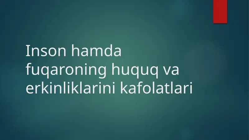 Inson hamda fuqarolarning huquq va erkinlarini kafolatlash