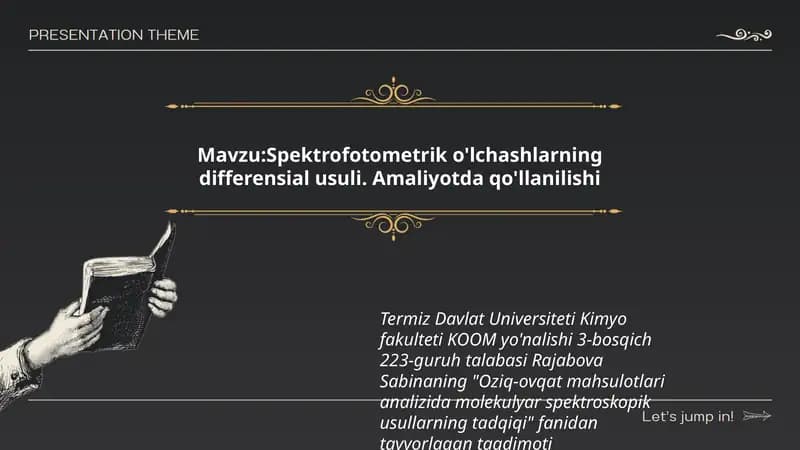 Oziq-ovqat mahsulotlari analizida molekulyar spektroskopik usullarning tadqiqi