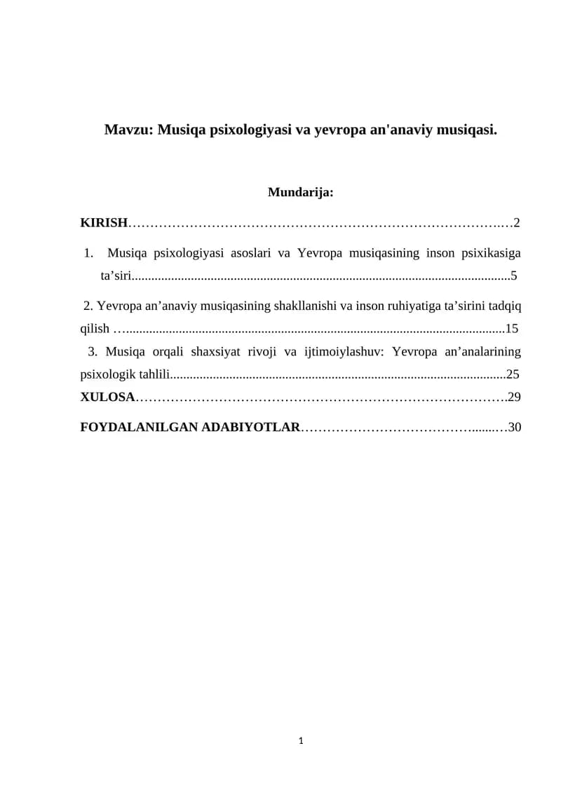 Musiqa psixologiyasi va yevropa an'anaviy musiqasi