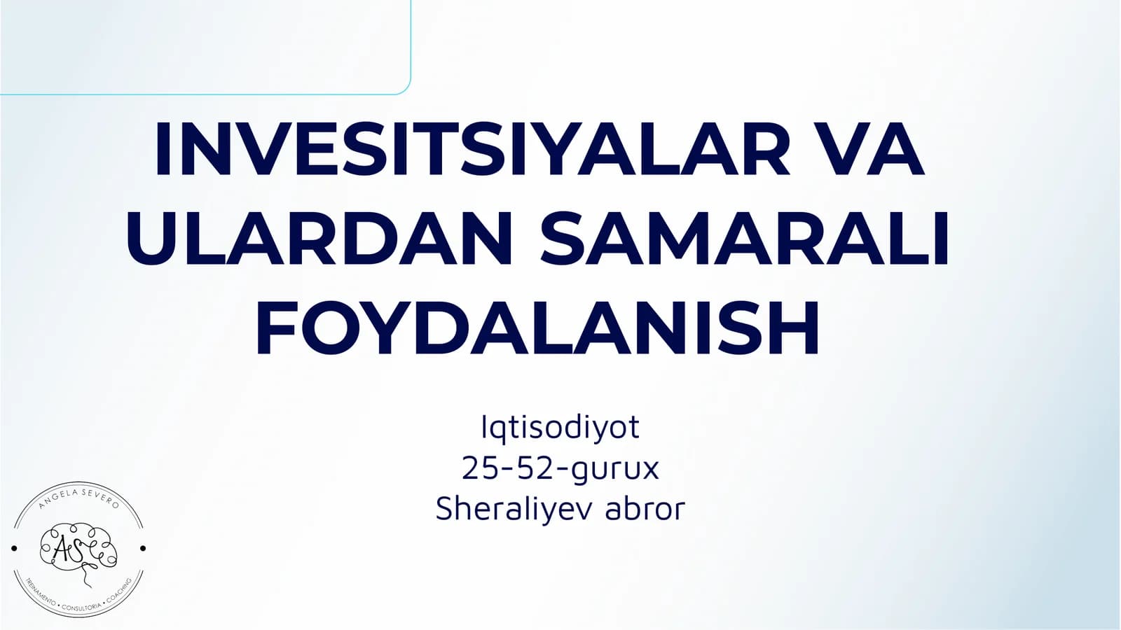 Investitsiyalar va Ulardan Samarali Foydalanish