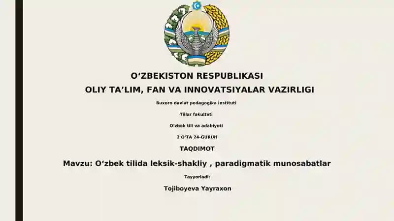 Oʻzbek tili va adabiyoti