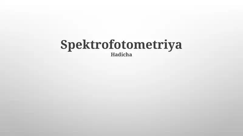 Spektrofotometriya