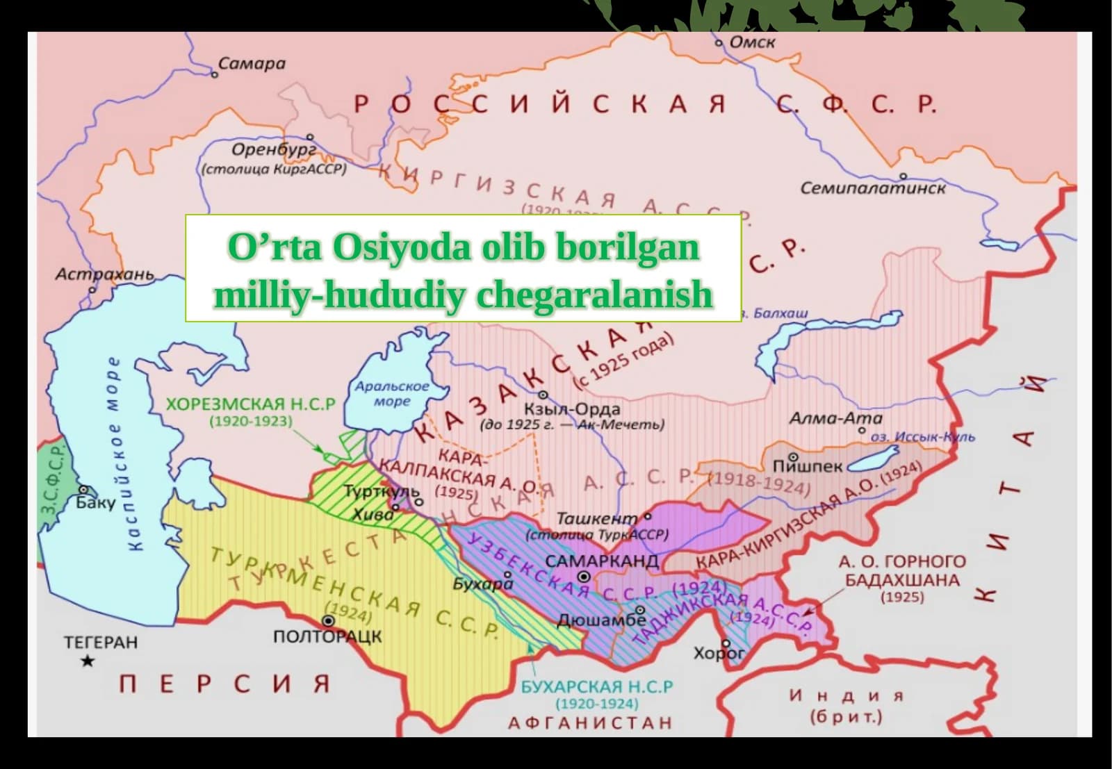 O’rta Osiyo da olib borilgan milliy-hududiy chegaralanish