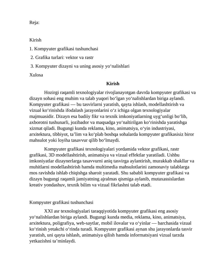 Kompyuter grafikasi va dizayn