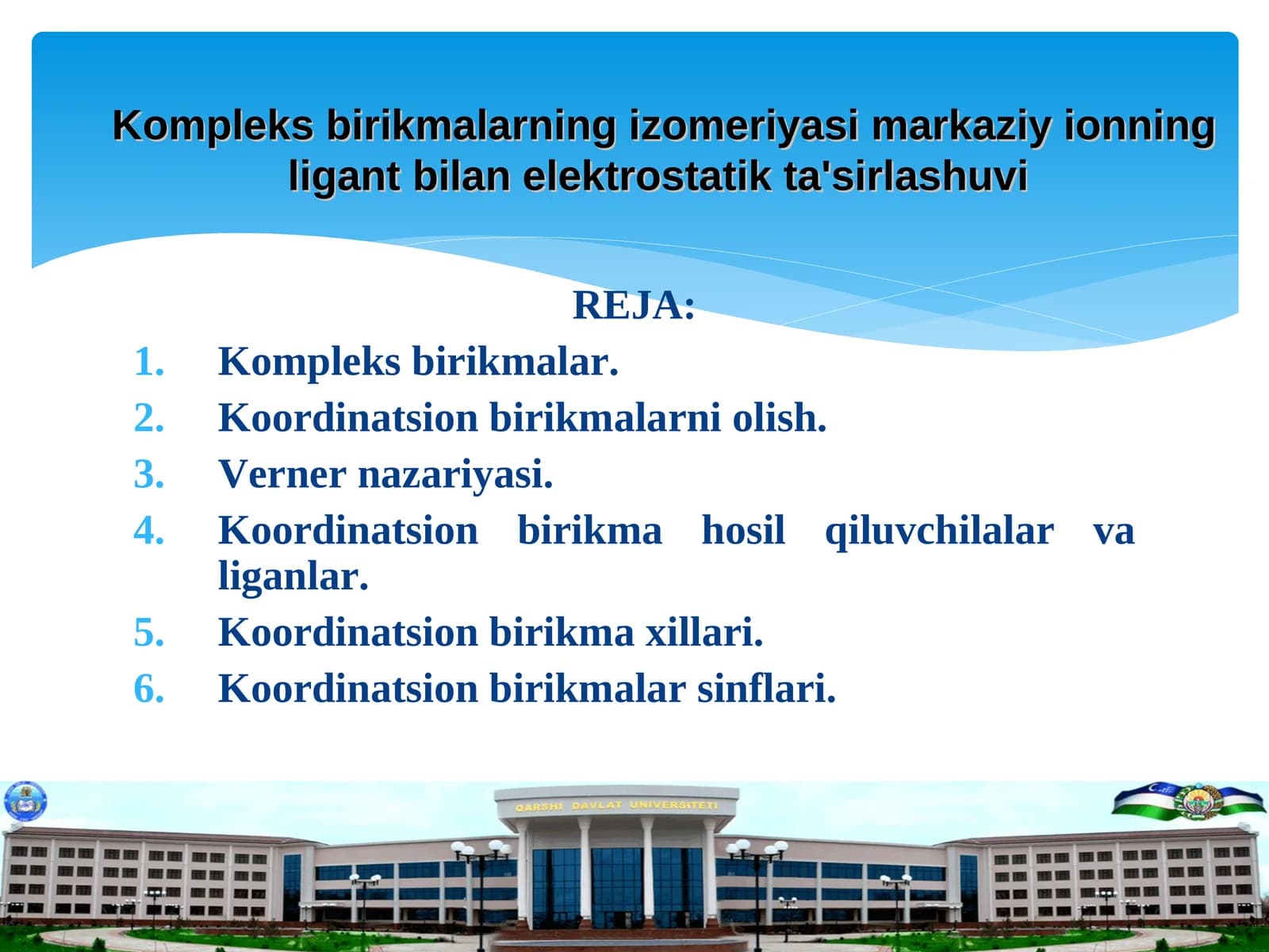 Kompleks birikmalarning izomeriyasi markaziy ionning ligant bilan elektrostatik ta'sirlashuvi