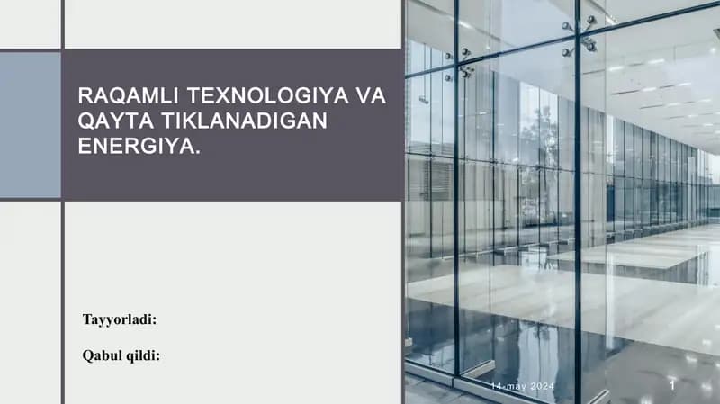 Raqamli texnologiya va qayta tiklanadigan energiya