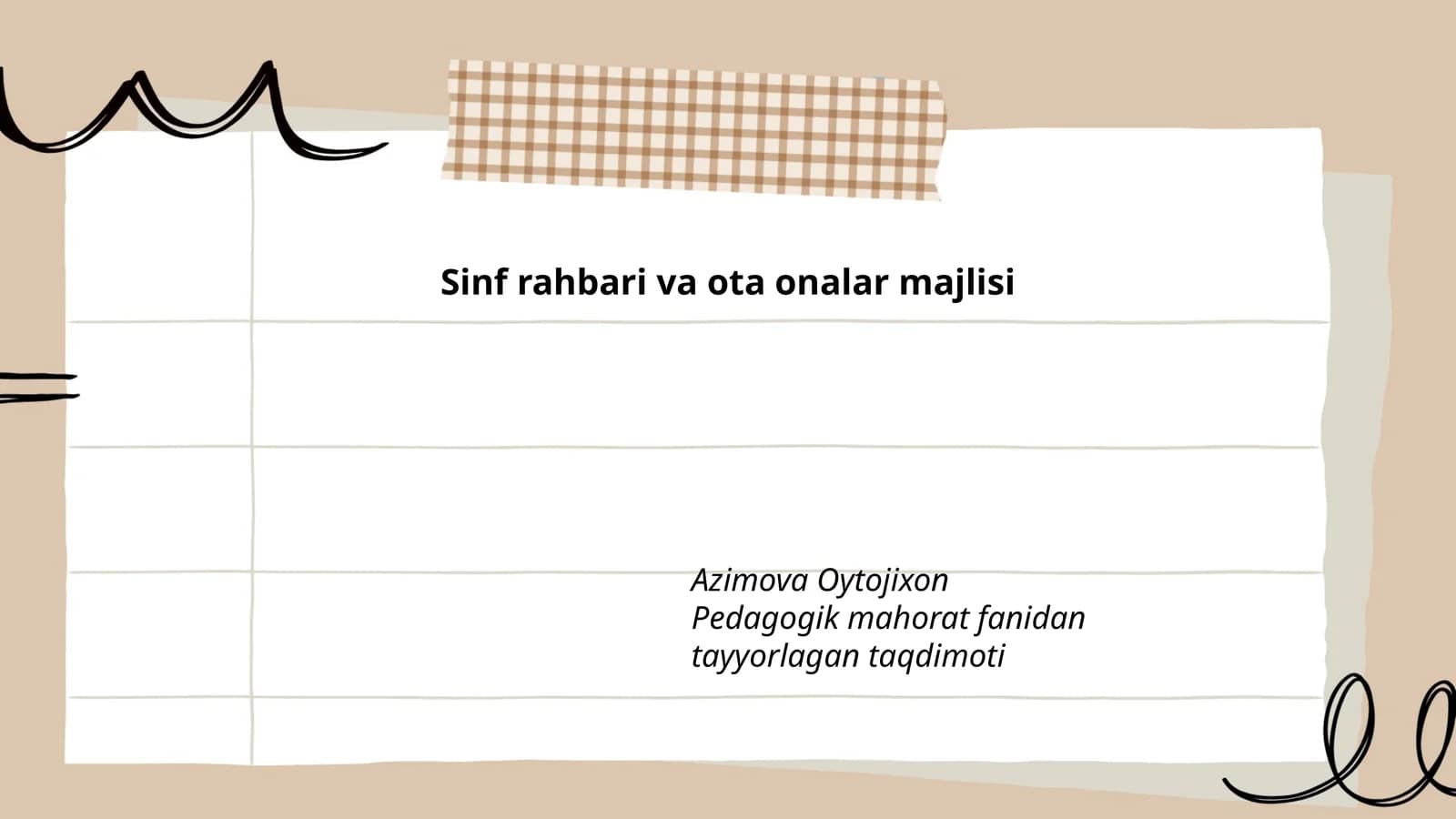 Sinf rahbari va ota onalar majlisi