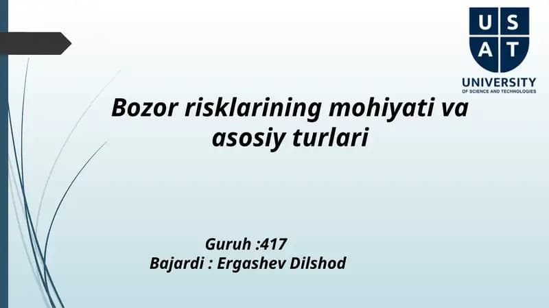 Moliya bozoridagi risklar.