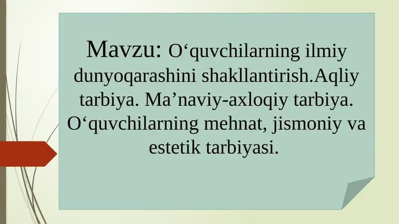 O‘quvchilarning ilmiy-dunyoqarashi