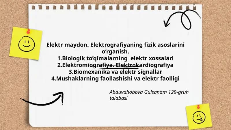 Elektr maydon. Elektrografiyaning fizik asoslarini o‘rganish