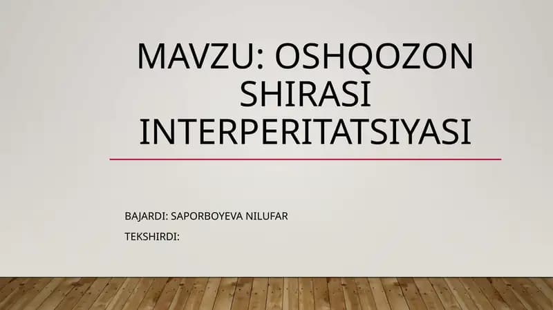 Oshqozonshirasi interperitatsiyasi