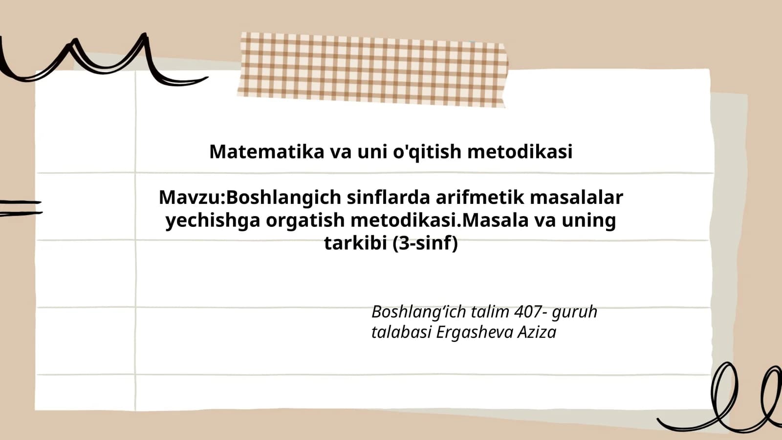 Matematika va uni o'qitish metodikasi
