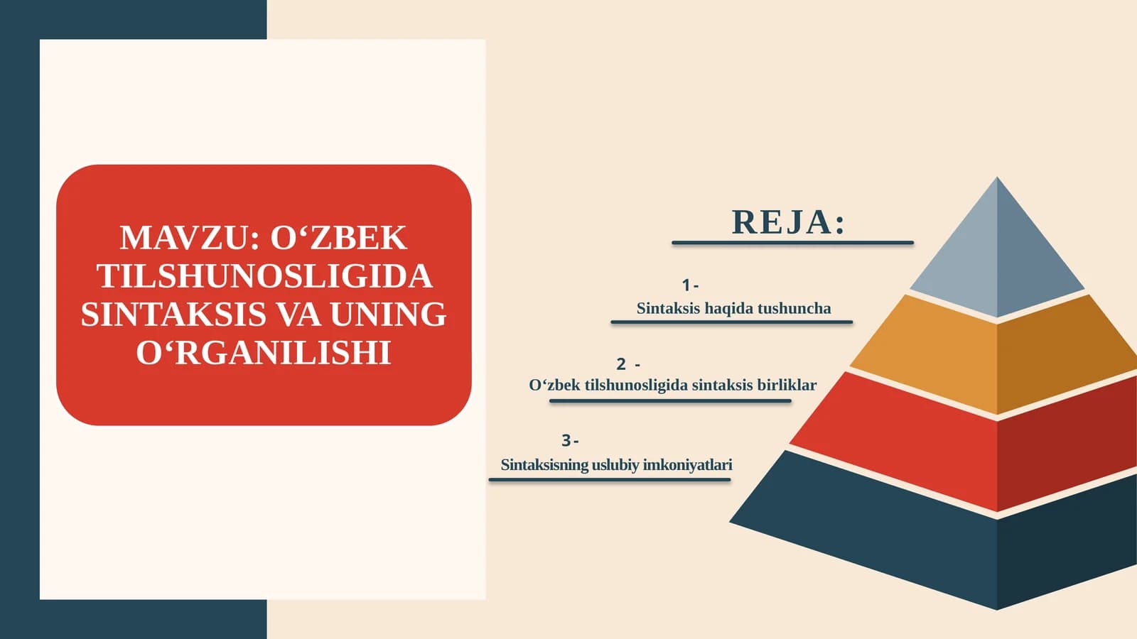 O‘ZBEK TILSHUNOSLIGIDA SINTAKSIS VA UNING O‘RGANILISHI
