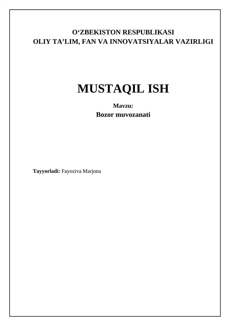 Bozor muvozanati