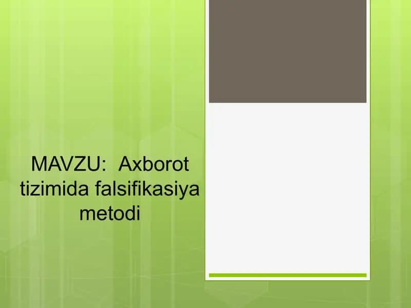 Axborottizimida falsifikasiya metodi