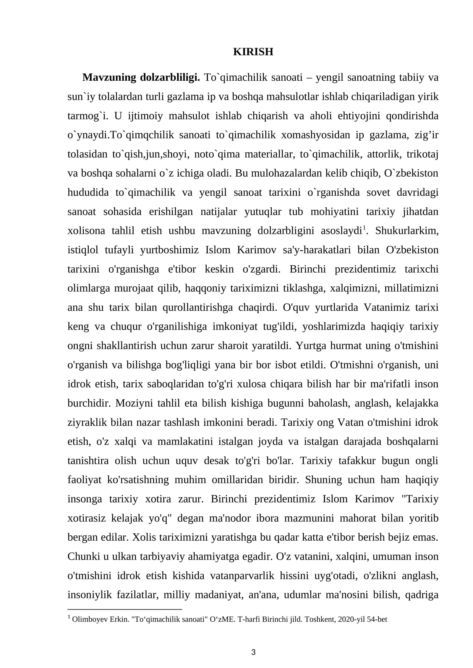 To`qimachilik sanoati va yengil sanoat tarixini o`rganish